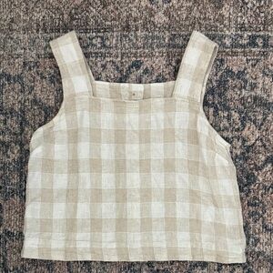 Gingham Linen Blend Women's Top